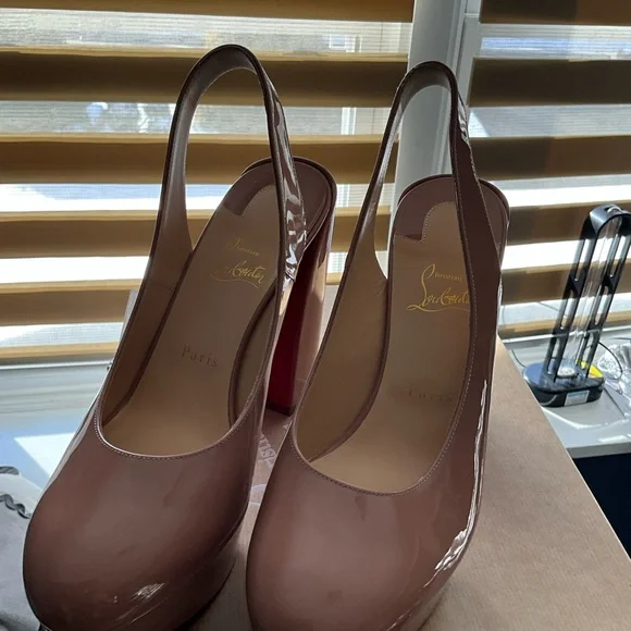 Christian Louboutin Nude Slingback Heels - Picture 6 of 7
